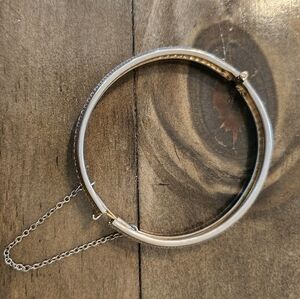 Vintage Classic Silver Tone Safety Chain Bangle Bracelet